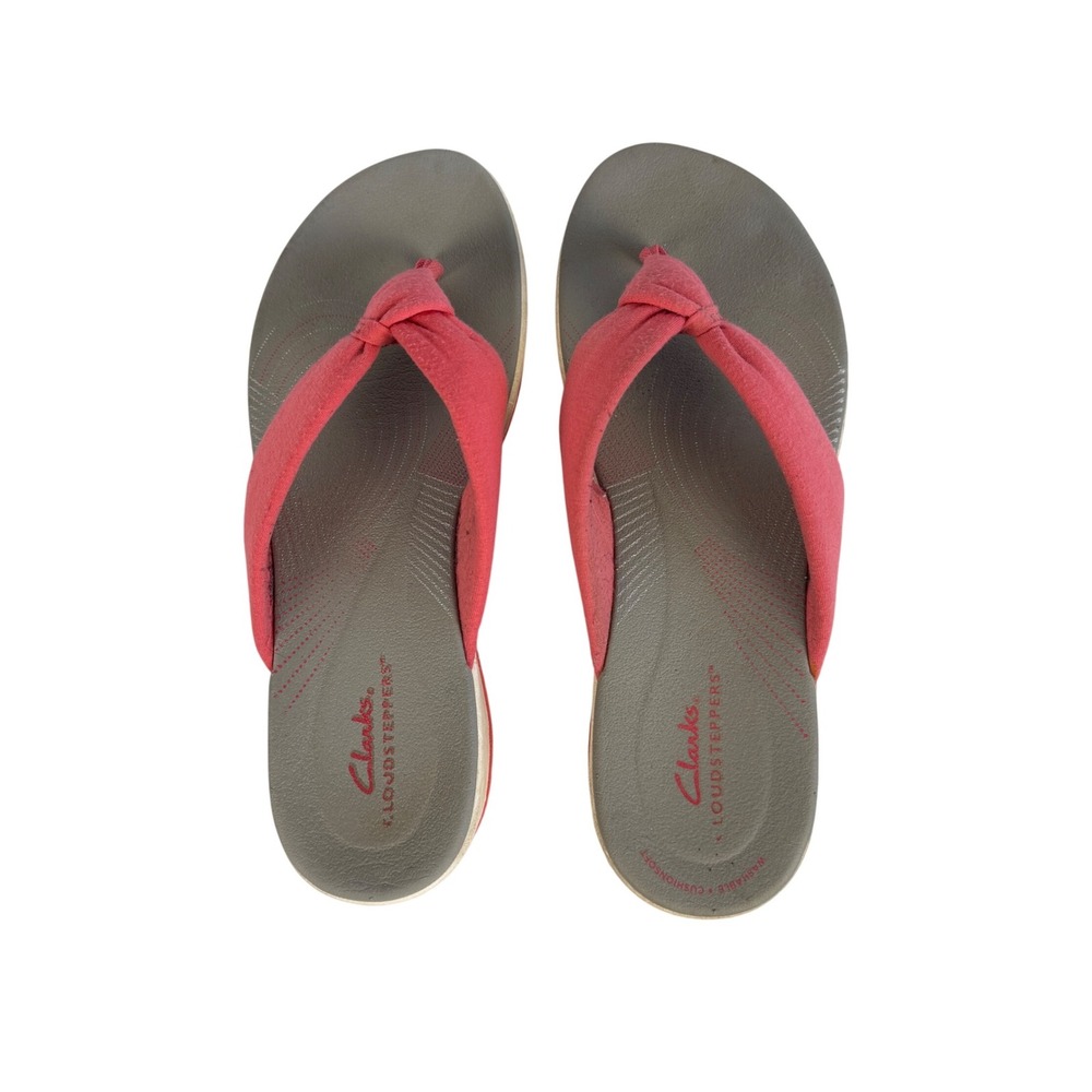 Clarks Cloudsteppers Arla Glitz Coral Pink Wedge Sandals Womens US 8‎ UK 5.5